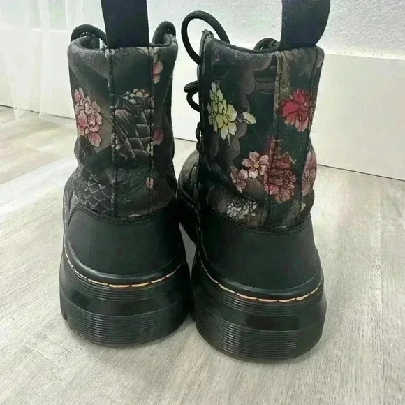 Rare Dr Martens Womens Size 5 Floral Canvas Rubbery T Ankle Boots Grunge - Picture 5 of 11